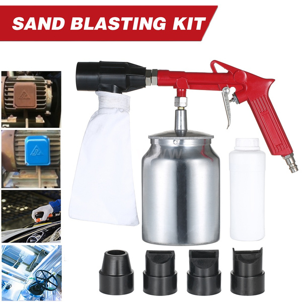 Mini Hand-held Sand Blasting Machine Sand Blasting Kit Sand Blaster Gun  Sand Blasting Spray Gun Spot Sandblaster Sand-blasting Gun with Blasting  Abrasive Sand & 4 Replaceable Nozzle
