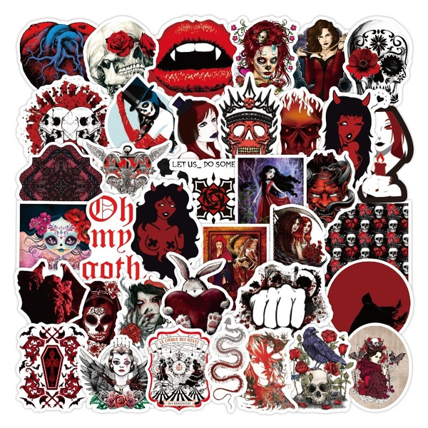 Horror Stickers 50 Pcs Goth Stickers Aesthetic Red Spooky Stickers for  Adults Teens Girls Graffiti Cool Stickers for Skateboard Laptops Luggage
