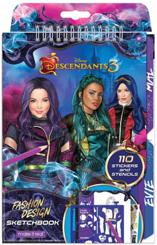 Make It Real - Disney Descendants 3 Sketchbook. Fashion Design Drawing and Coloring Book for Girls. Includes Evie and Descendants 3 Sketch Pages, Stencils, Stickers, and Design Guide