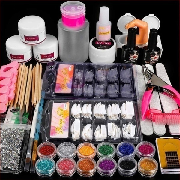 Manicure Set 21 In Professional Acrylic Glitter Color Powder French Nail Art Deco Tips Nail Set Gel Nail Polish Set Wish