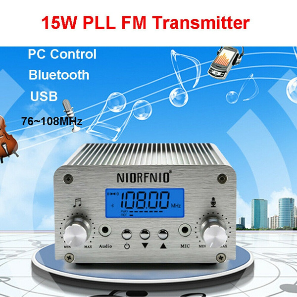 15W PLL FM Transmitter Wireless USB Station Radio Broadcast