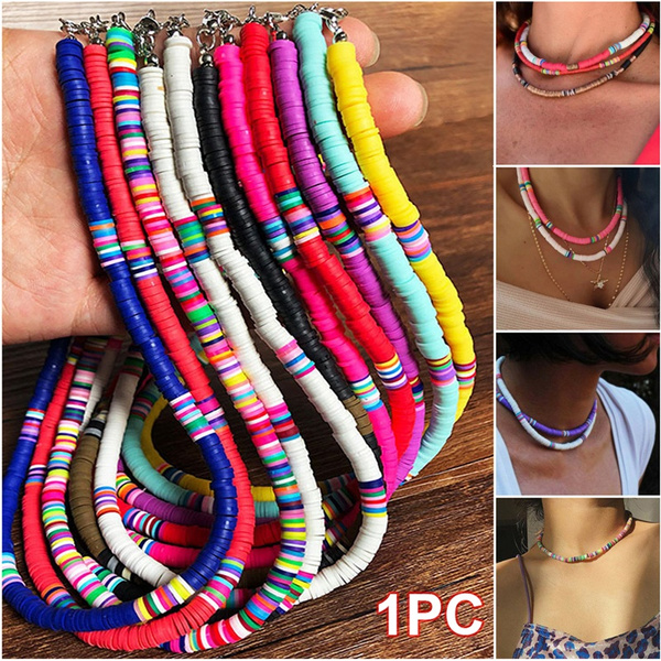 7pcs Beaded Choker Chain Necklaces Colorful Layered Rainbow Necklace Women  Boho | eBay