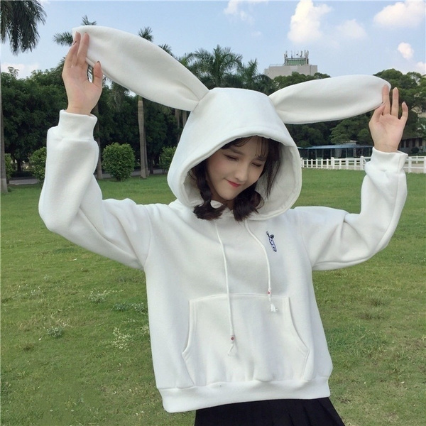 Women Summer Japanese Sweet Clothes Rabbit Bunny Ear Loose Cute