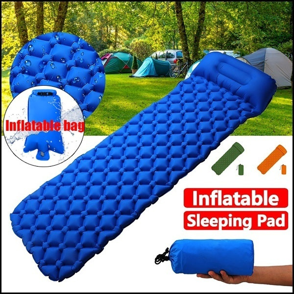 Inflatable Camping Mat Ultralight Lightweight Air Bed Sleeping Mattress & Pillow 