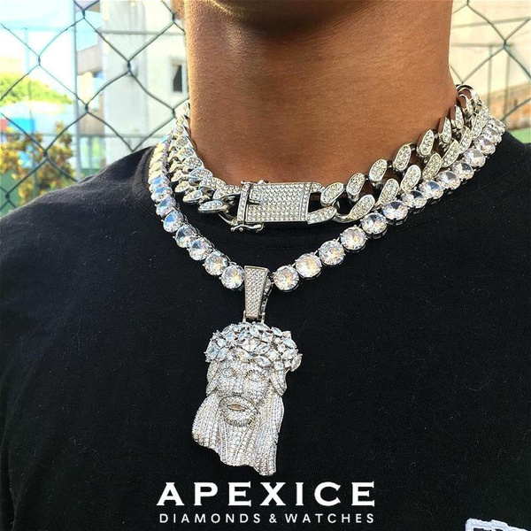 Full Zircon Large Jesus Avatar Pendant 