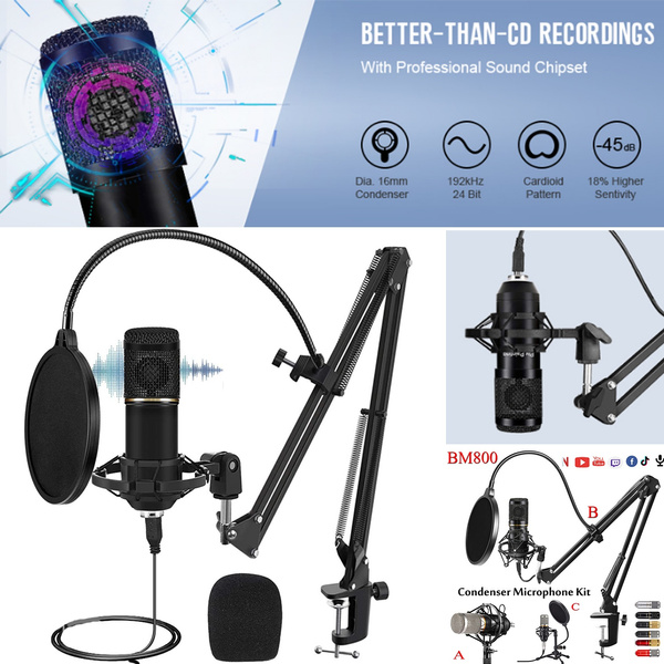 Plug & Play Recording Microphone for PC Gaming Streaming Podcasting YouTube USB Microphone Kit Piy Painting Cardioid Condenser Microphone Kit with 192KHZ/24Bit Studio Mic Sound Chipset Scissor Arm 
