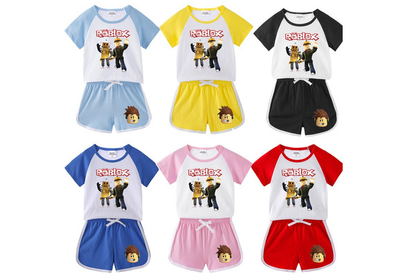 2020 New Summer Fashion Roblox Children Boys Girls Casual Sports Wear T Shirt And Shorts Outfits Wish - roblox yellow outfits