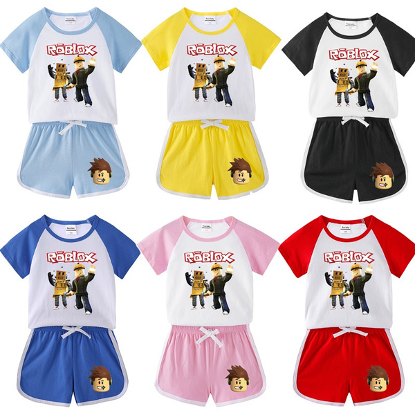 2020 New Summer Fashion Roblox Children Boys Girls Casual Sports Wear T Shirt And Shorts Outfits Wish - roblox clothing girls