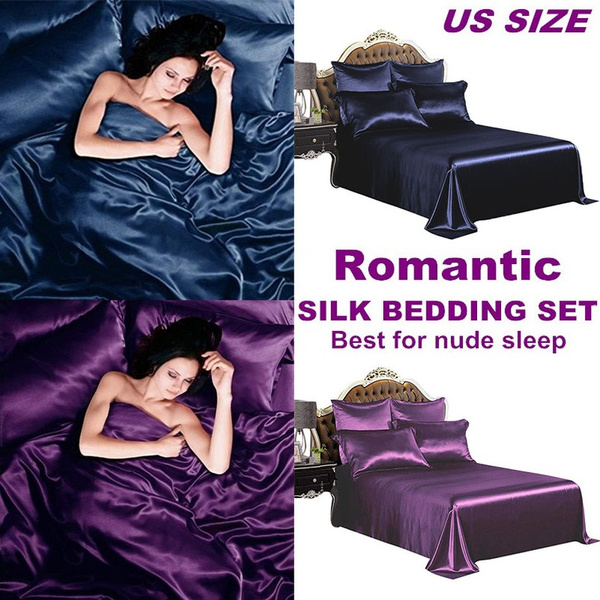 Luxury Bedroom Decor 3 4 Pure Satin, Purple Bedding Sets King