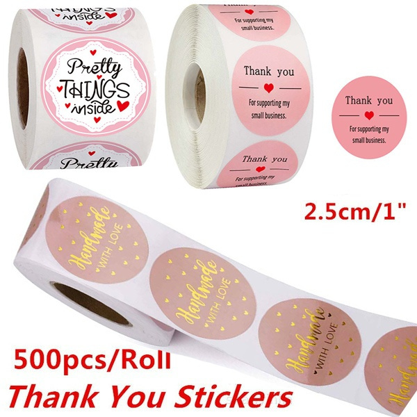 500pcs/roll Pink DIY Handmade Thank You Stickers Wedding Package Seal Labels 500pcs/roll Pink DIY Handmade Thank You Stickers Wedding Package Seal Labels