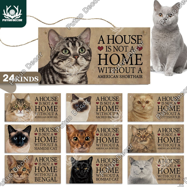 1Pc Gift for Cat Owner Hanging Door Wall Sign Plaque Theme Wooden Sign Cxz AdtN