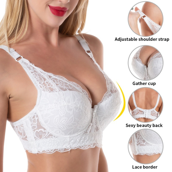 Sexy Underwear Bras For Women White Lace Push Up Bra Lingerie Adjustable Lace  Women's Bra Breast Cover B C D Cup Large Size Lace Bras