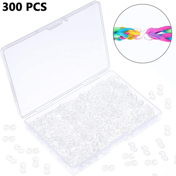 300 Pieces S Clips Rubber Band Clips Loom Band Clips Plastic Connectors  Refills Bracelet Loom Clips for Loom Bracelets (Clear)