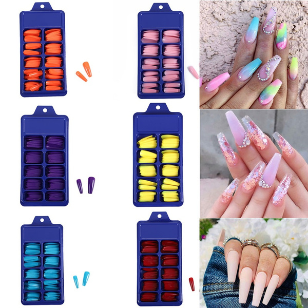 Long Ballerina Nails 100pcs Full Cover Fake Coffin Nails Acrylic False Nail Tips For Nail Salon Or Diy Nail Art At Home Wish
