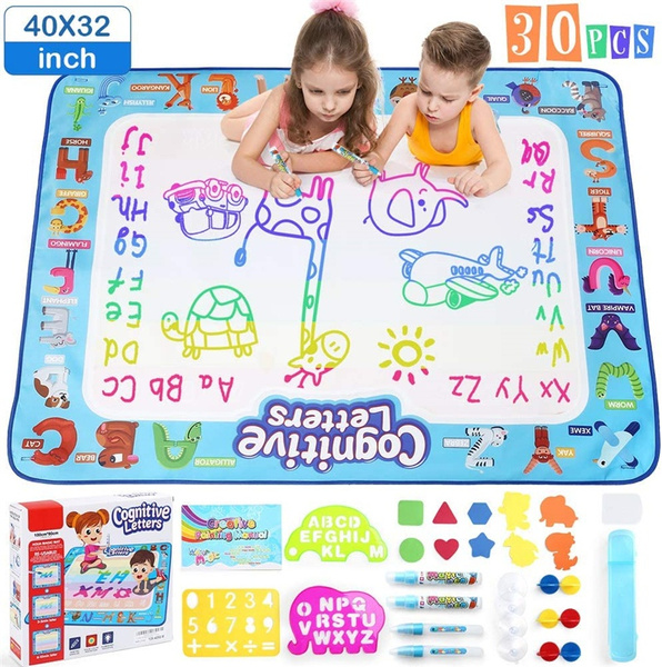 Aqua Magic Doodle Mat 40 X 32 Inches Extra Large Water Drawing Writing Pad  Doodling Coloring Mat Educational Toys Gifts for Kids Toddlers Boys Girls