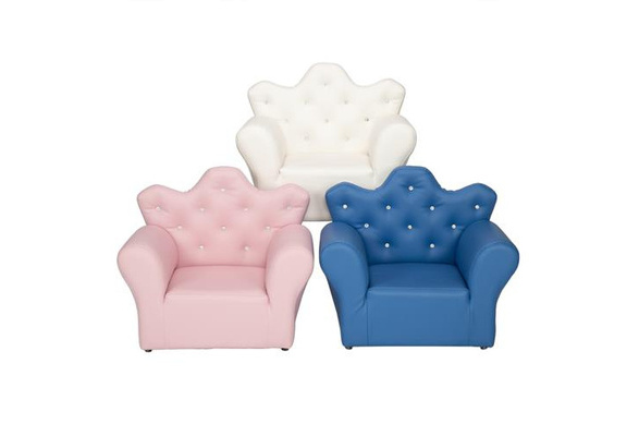 Children Sofa Pvc Leather Princess Mini Cute Chair Crown Kids Sleeping Bed Home Decoration Gift Bright Pink Blue White Wish Children Sofa Pvc Leather Princess, Children S Pink Leather Chair And Footstool