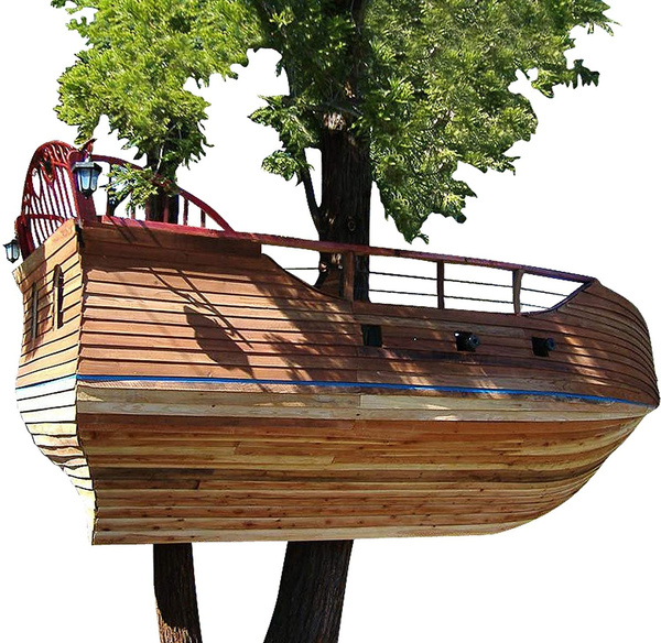 Kids Wooden Tree House Plans DIY Ship Themed Play Fort Kids Playhouse