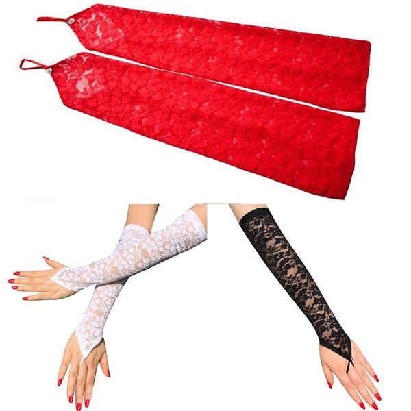 long red lace gloves