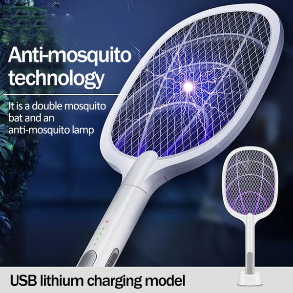 Insect racket antimoustique electrique rechargeable usb led torch handle 