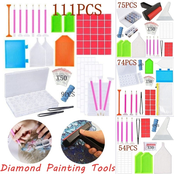 54/74/75/111Pcs Diamond Painting Tool Kit Embroidery Tool Set Painting  Drill Storage Box Diamond Sticky Pen DIY Accessories