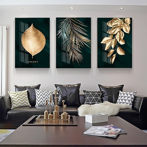 New Unframed Canvas Poster Oil Painting Nordic Decoration Golden Leaf Plants Print Wall Art Decorative Pictures Paintings For Living Room Home Decor Wish - Greenery Print Home Decor
