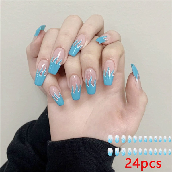 Halloween Nail Design with Blue Shade Color with Cross. Female Hand with  Autumn Manicure, Top View Stock Photo - Image of gothyc, female: 283453174