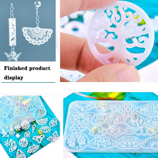 Earring Resin Molds Pendants Molds Casting Silicone Molds Transparent Epoxy  DIY Craft Necklace Model Earring Resin Molds Pendants Silicone Molds  Crystal Dropping Glue