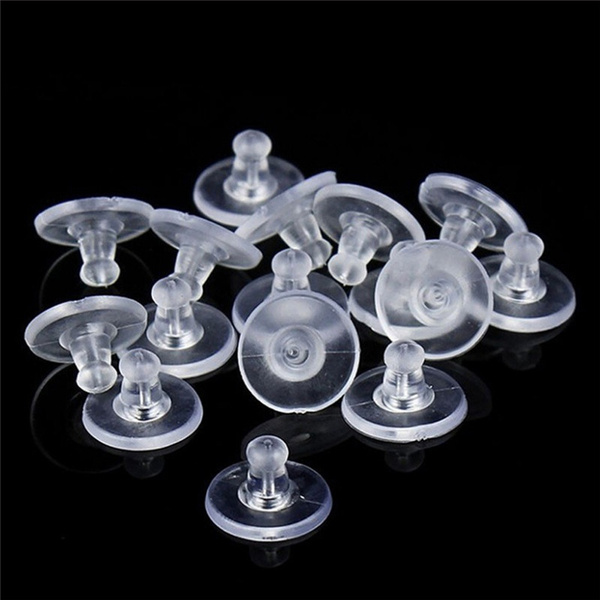 100pcs/lot Stud Earring Transparent Rubber Stoppers Silicone Round