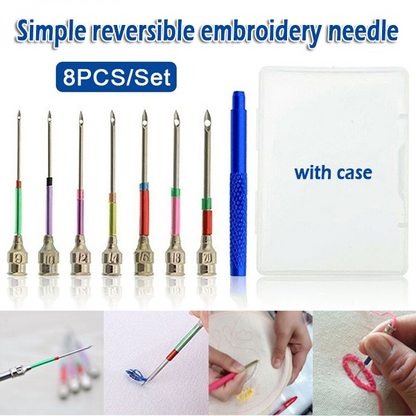 8pcs Embroidery Pen Pin Knitting Sewing Crafts Tools Threader Punch Needle Set 8pcs Embroidery Pen Pin Knitting Sewing Crafts Tools Threader Punch Needle Set