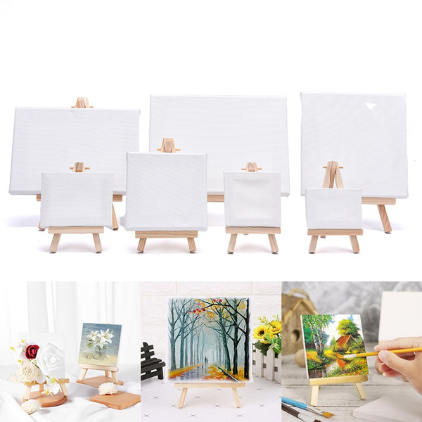 Natural Wood Mini Picture Frame Easel Set DIY Drawing Craft Home Decoration