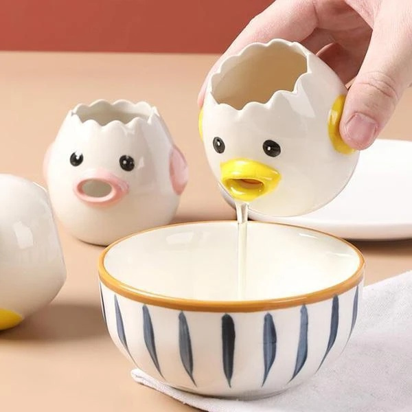 Cartoon Chick Ceramic Egg Divider White Egg Yolk Separator Creative Egg  Liquid Filter Baking Utensils Egg Holder Kitchen Supply