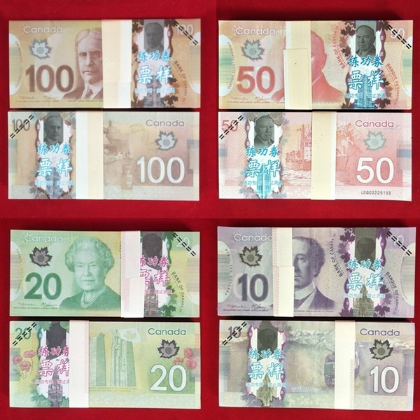 Copy Money Copy Canada 100/50/20/10/5 Canadian Dollar Bill Paper Money for Game-specific Bank ...