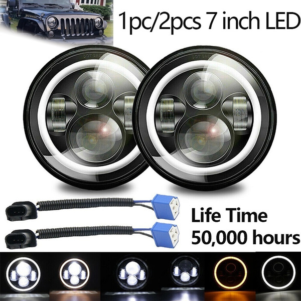 7" LED Headlights + Smoke Tail Lights Kit For Jeep Wrangler TJ (1997-2006) – Hacarler, DOT/SAE