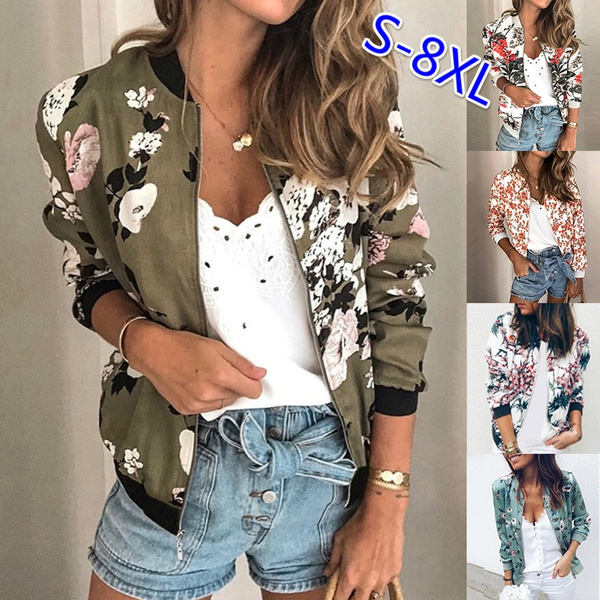 www. - Floral Print Bomber Jacket Women Coat New Fashion