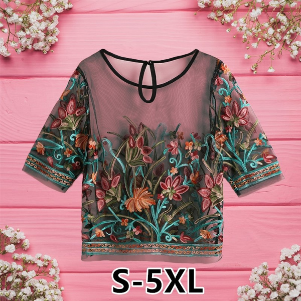 Transparent store floral top