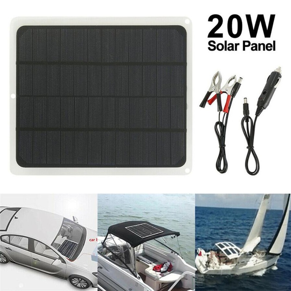 Solar Panel 20W Trickle Charge Battery Charger Kit Maintainer Marine Boat Car 