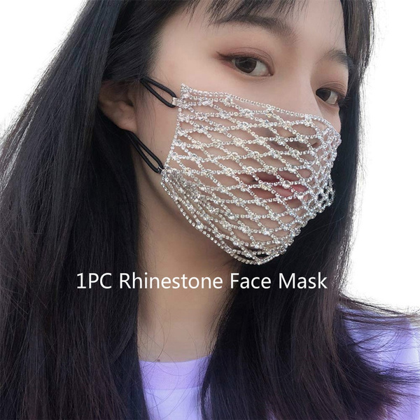 Details about   Shiny Sequin Lace Face Mask Mesh Mouth  Anti UV Cover for Wedding Party 
