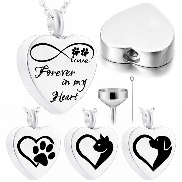 Pet Cat Dog Paw Print Cremation Jewelry for Ashes Wearable Urn Necklace ...