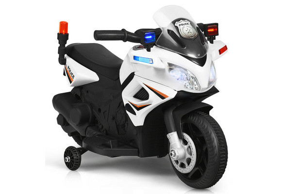 Moto Électrique Enfant Police 22W / 6V Blanc KINGTOYS