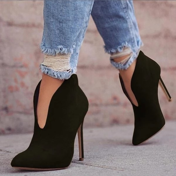 v neck ankle boots