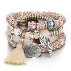 Charm Bracelet, Crystal Bracelet, bohojewelry, Love