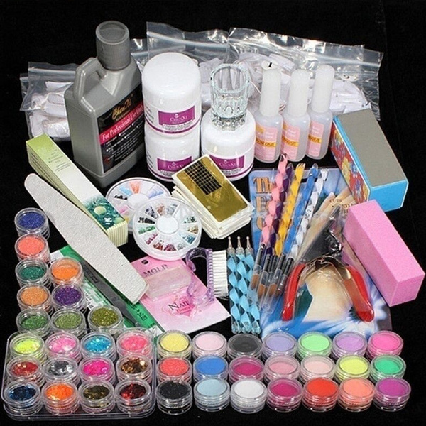 Nail Art Acryl Nagelset Nail Art Set Professionelle Rhinestones File Brush Manicure Nail Art Tool Set Gel Kit Wish