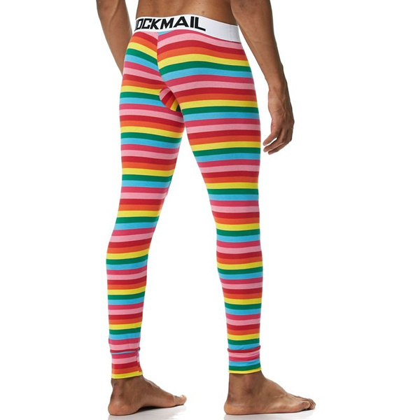 Rainbow Striped Men's Leggings, Best Gay Pride Best Men's Leggings