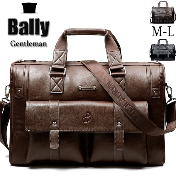 Leather Man Messenger Bag Briefcases Business Laptop Handbag black 