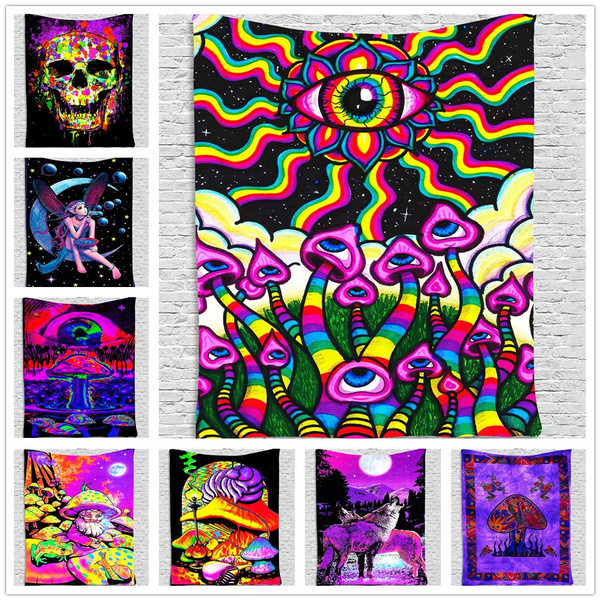 Psychedelic Trippy Tapestry Wall Hanging Decor 40x60 Art Mushroom Alien Eye 