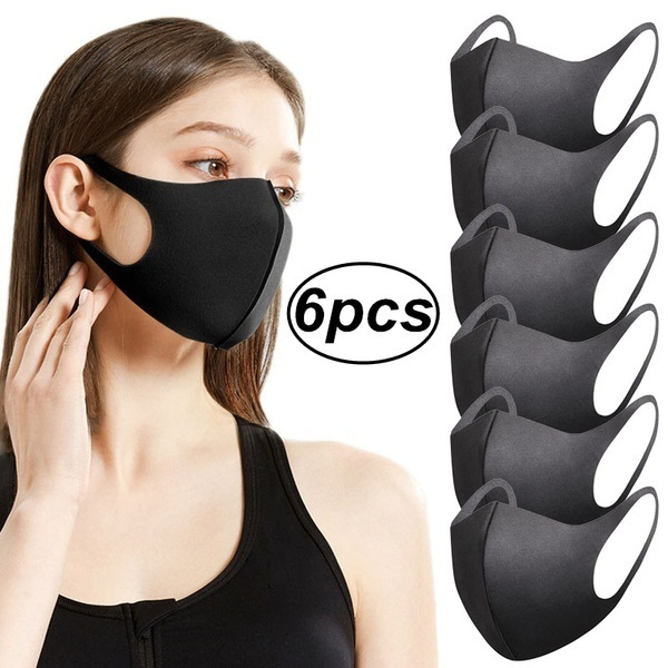 6pcs Mouth Mask Cotton Blend Anti Dust Pollution Nose Protection Unisex ...