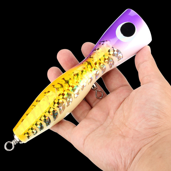 Handmade Wooden GT Popper Surrface Fishing Lure Saltwater Popper Big Game  Topwater Lure Wood Bait Spinning Casting Fishing bait