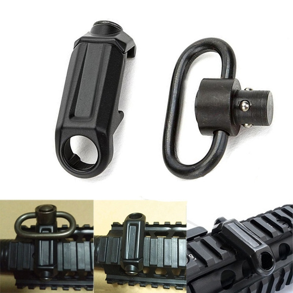 Adaptateur Rail Picatinny 20mm - Clip Rotatif Pour Bretelle De Fusil - Montage Rapide, Alliage D'aluminium Noir