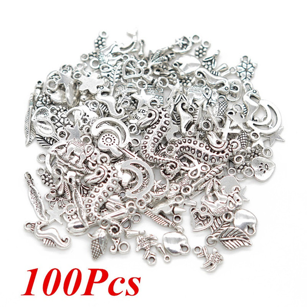 Wholesale 100pcs Bulk Mixed Charms Pendants for DIY Jewelry Making Craft