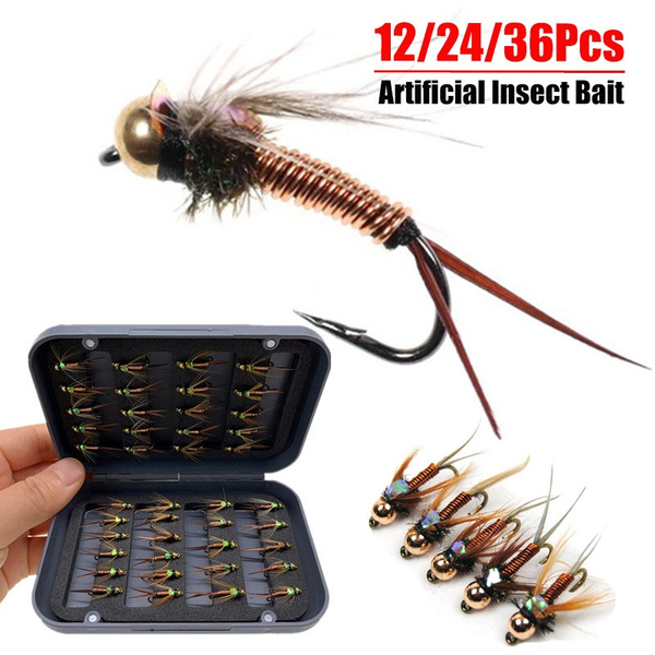12/24/36Pcs Copper John Fly Brass Head Nymph Stone Fly Fishing Trout Bait  #12